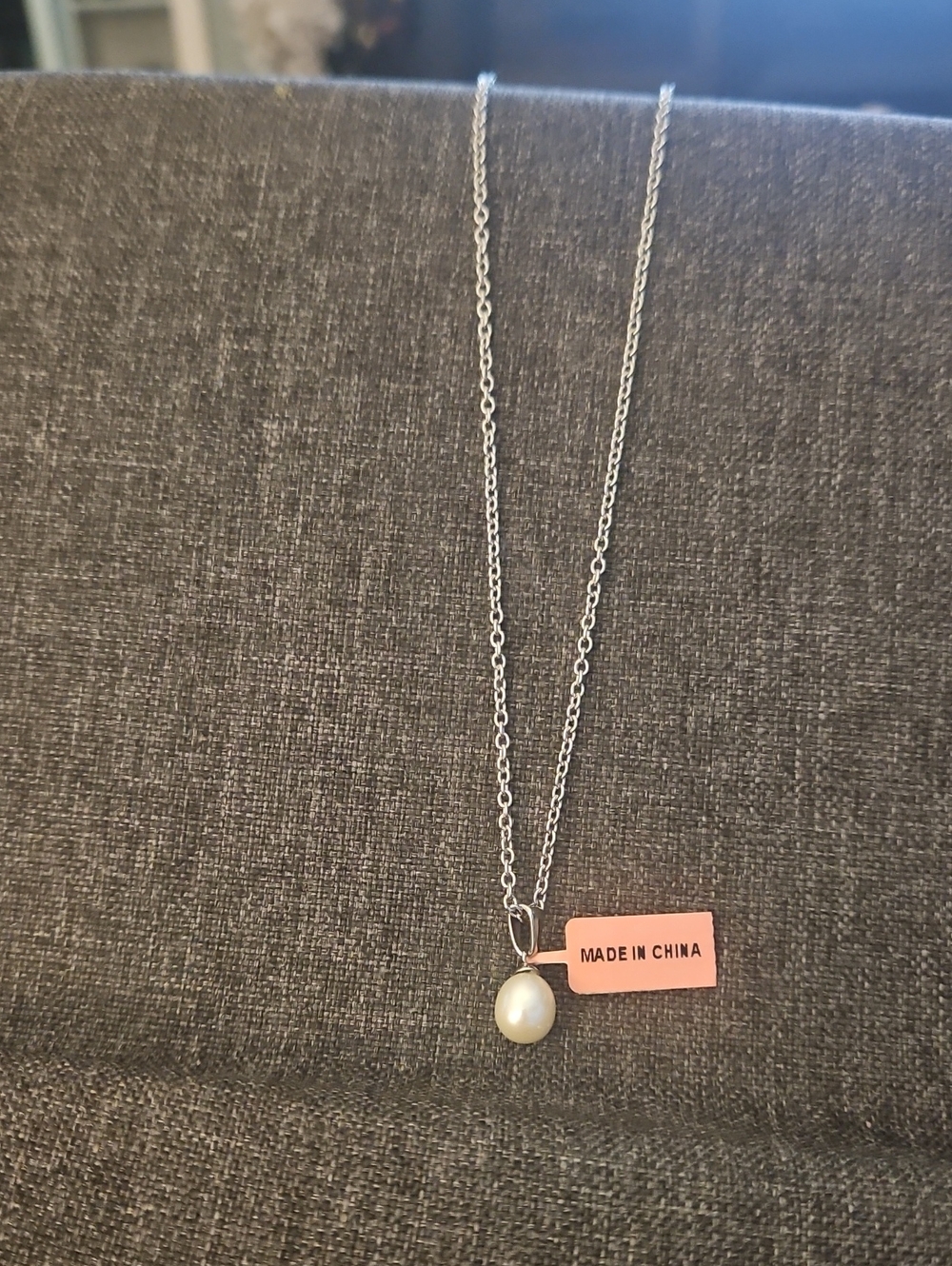 Delicate Pearl Pendant Necklace - Silver Tone